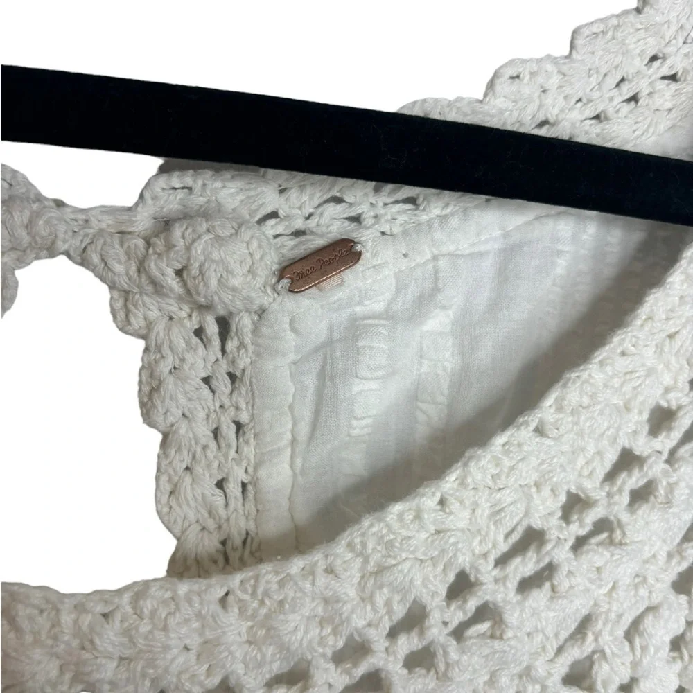 Free People Crochet Knot Festival Boho Top in Ivory